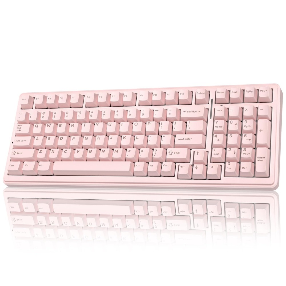 AULA‎ F99 Wireless Mechanical Keyboard Pink Silent Tri-Mode Hot Swap RGB Backlit